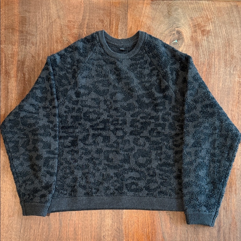 Lululemon athletica Black Textured Leopard-Print Crewneck Sweater